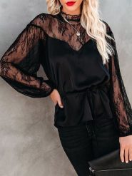 Milan Kiss Bluzka w kolorze czarnym rozmiar: XL. Czarne bluzki Milan Kiss, xl, bez wzorów, z koronki, bez kołnierzyka, bez ramiączek. Za 126.99 zł.