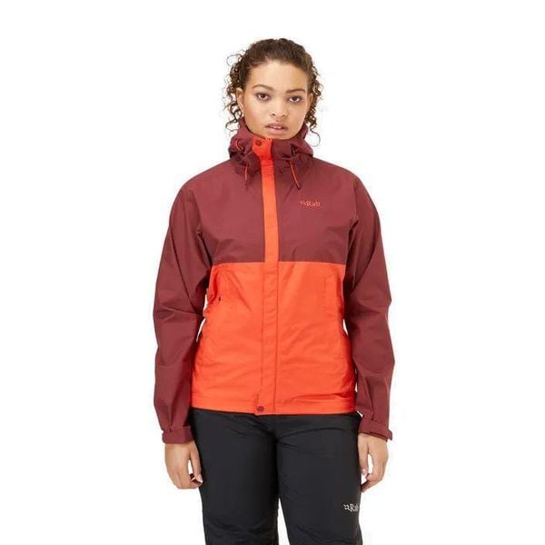 Kurtka przeciwdeszczowa damska Rab Downpour Eco. Brązowe kurtki RAB, xs, bez wzorów, bez kaptura, trekkingowe. Za 519.99 zł.