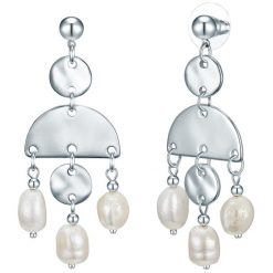 Lulu & Jane Kolczyki Stop metali Srebrny 1 ct Damski. Szare kolczyki Lulu & Jane, z perłą, posrebrzane. Za 109.99 zł.