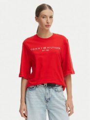 Tommy Hilfiger T-Shirt WW0WW47811 Pomarańczowy Relaxed Fit. Brązowe t-shirty Tommy Hilfiger, l, bez wzorów, z bawełny, bez kołnierzyka, bez ramiączek. Za 209.99 zł.