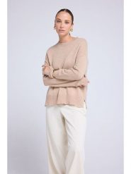 Maison Héritage Cashmere Kaszmirowy sweter w kolorze beżowym rozmiar: S/M. Brązowe swetry Maison Héritage Cashmere, m, bez wzorów, z kaszmiru, bez ramiączek. Za 460.12 zł.