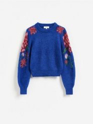 Sweter z żakardowym wzorem - niebieski. Niebieskie swetry Reserved, l, bez wzorów, z dzianiny, bez ramiączek. Za 149.99 zł.