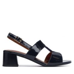 Sandały Ara. Niebieskie sandały ara, bez wzorów, bez obcasa, na słupku, bez zapięcia. Za 489.99 zł.