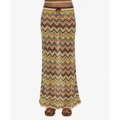 Długa spódnica z prążkowanej dzianiny w zygzaki dla kobiet Superdry. Zielone spódnice Superdry, na co dzień, bez wzorów, z dzianiny, casualowe, maxi, proste. Za 349.55 zł.