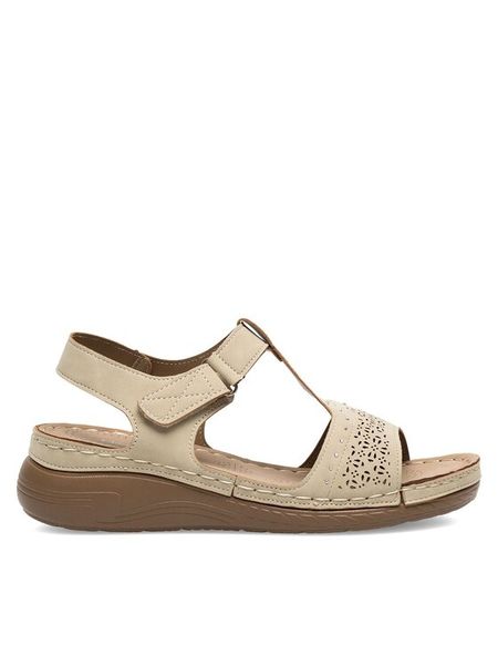 Clara Barson Sandały WYL05010-15 Beżowy. Brązowe sandały Clara Barson, bez wzorów, z syntetyku, bez obcasa, na koturnie, bez zapięcia. Za 69.99 zł.