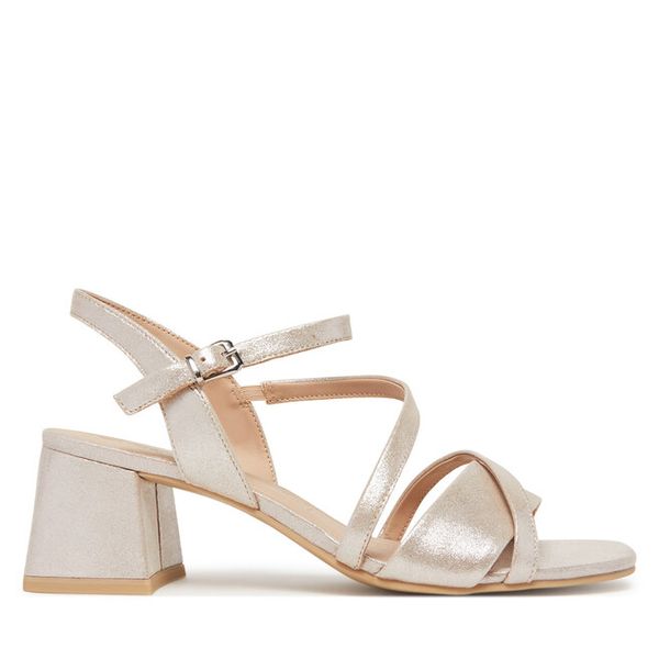 Sandały Caprice. Brązowe sandały Caprice, bez wzorów, bez obcasa, na słupku, bez zapięcia. Za 279.99 zł.