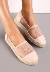 Różowe Espadryle z Cholewką z Siatki na Podeszwie ze Sznurka Chenthe. Czerwone espadryle Renee, bez wzorów, z jeansu, bez obcasa. W wyprzedaży za 39.99 zł.