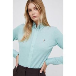Polo Ralph Lauren koszula bawełniana damska kolor zielony regular z kołnierzykiem klasycznym. Zielone koszule Polo Ralph Lauren, l, bez wzorów, z bawełny, klasyczne, bez kołnierzyka, bez ramiączek. W wyprzedaży za 419.99 zł.