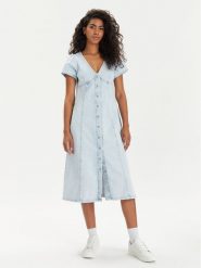 Tommy Jeans Sukienka jeansowa DW0DW17966 Błękitny Regular Fit. Niebieskie sukienki Tommy Jeans, xs, bez wzorów, z bawełny, bez kołnierzyka, bez ramiączek. Za 399.99 zł.