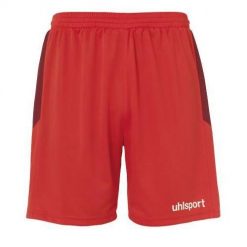 Spodenki do bramki dla dzieci. Czerwone szorty Uhlsport, bez wzorów, sportowe. Za 93.00 zł.