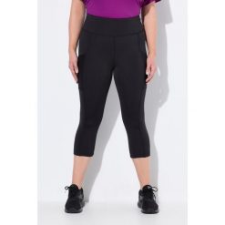 Damskie Legginsy 3/4 długość do łydek wysoki stan szybkoschnący materiał. Czarne legginsy Ulla Popken, bez wzorów, z elastanu. Za 244.99 zł.