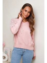 Soft Cashmere Sweter w kolorze jasnoróżowym rozmiar: 38/40. Różowe swetry Soft Cashmere, bez wzorów, klasyczne, bez ramiączek. Za 106.13 zł.