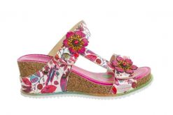 Klapki Laura Vita Bonito 22 Fushia 202047, Różowy, Skóra naturalna - 38. Czerwone klapki LAURA VITA, z aplikacjami, z materiału, eleganckie, bez obcasa, na koturnie, bez zapięcia. W wyprzedaży za 224.10 zł.