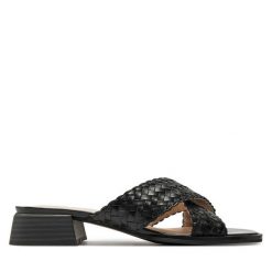 Klapki Caprice. Czarne klapki Caprice, bez wzorów, bez obcasa, bez zapięcia. Za 339.99 zł.