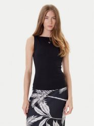 Guess Top W5RP16 KCNH2 Czarny Regular Fit. Czarne topy Guess, m, z aplikacjami, z syntetyku, bez kołnierzyka, bez ramiączek. Za 169.99 zł.