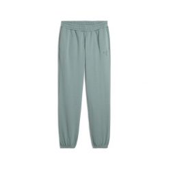 Spodnie dresowe unisex Essentials Elevated PUMA Green Moon. Zielone spodnie sportowe Puma, bez wzorów, z dresówki, trekkingowe. Za 219.00 zł.