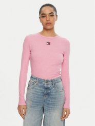 Tommy Jeans Bluzka DW0DW20178 Różowy Slim Fit. Czerwone bluzki Tommy Jeans, xxs, bez wzorów, z bawełny, bez kołnierzyka, bez ramiączek. Za 189.99 zł.