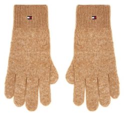 Rękawiczki Damskie Tommy Hilfiger. Brązowe rękawiczki Tommy Hilfiger, bez wzorów, z dzianiny. Za 149.99 zł.