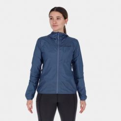 Kurtka przeciwwiatrowa damska Inov-8 Windshell FZ. Niebieskie kurtki Inov-8, bez wzorów, sportowe, bez kaptura. Za 287.99 zł.