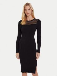 Morgan Sukienka dzianinowa 252-RMAN Czarny Slim Fit. Czarne sukienki Morgan, xl, bez wzorów, z dzianiny, bez kołnierzyka, bez ramiączek. Za 365.73 zł.