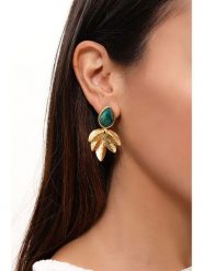 L'Atelier de Gaia Pozłacane kolczyki z agatem rozmiar: onesize. Zielone kolczyki L'Atelier de Gaia, z agatem, pozłacane. Za 74.63 zł.