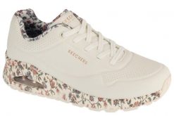 Buty sportowe Sneakersy damskie, Uno - Safari Time. Białe buty treningowe Skechers, bez wzorów, z materiału, przed kostkę, bez zapięcia, trekkingowe. Za 399.99 zł.