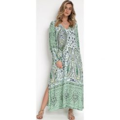 Miętowa Sukienka Phelamia. Zielone sukienki Born2be, m, bez wzorów, z tkaniny, bez kołnierzyka, bez ramiączek, maxi. Za 169.99 zł.