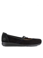 Rieker Baleriny L9369-00 Czarny. Czarne baleriny Rieker, bez wzorów, z nubiku, bez obcasa, bez zapięcia. Za 209.99 zł.