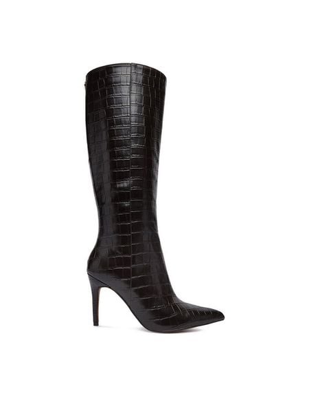 Nine West Kozaki CEO-SL95027 01 Brązowy ciemny. Brązowe kozaki Nine West, bez wzorów, bez obcasa, na szpilce, bez zapięcia. Za 329.99 zł.