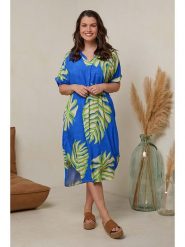 Curvy Lady Sukienka w kolorze niebiesko-zielonym rozmiar: 48/50. Niebieskie sukienki Curvy Lady, bez wzorów, z wiskozy, klasyczne, bez kołnierzyka, bez ramiączek, midi. Za 145.60 zł.