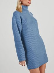 Milan Kiss Sukienka dzianinowa w kolorze błękitnym rozmiar: L. Niebieskie sukienki Milan Kiss, na co dzień, l, bez wzorów, z dzianiny, bez kołnierzyka, bez ramiączek, mini, proste. Za 165.99 zł.