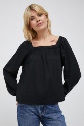 GAP bluzka damska kolor czarny w kwiaty. Czarne bluzki GAP, l, bez wzorów, bez kołnierzyka, bez ramiączek. Za 219.99 zł.