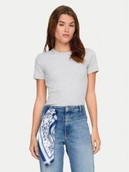 ONLY T-Shirt Val 15339774 Szary Slim Fit. Szare t-shirty ONLY, s, bez wzorów, z bawełny, bez kołnierzyka, bez ramiączek. Za 79.99 zł.