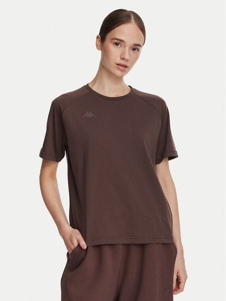 Kappa T-Shirt 34258QW Brązowy Regular Fit. Brązowe t-shirty Kappa, l, bez wzorów, z bawełny, bez kołnierzyka, bez ramiączek. Za 67.99 zł.