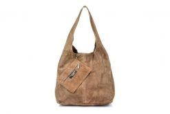 Shopperka taupe skórzana N88. Szare torebki klasyczne bez wzorów, z materiału, na ramię, zamszowe, bez dodatków. Za 139.90 zł.