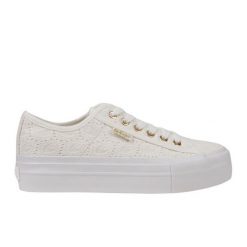 Buty Trampki Lee Cooper LCW-25-31-3438LA koronkowe białe. Białe trampki bez wzorów, z gumy, klasyczne, bez zapięcia. Za 216.82 zł.