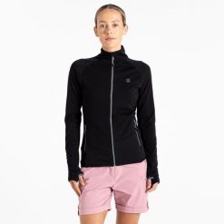 Bluza turystyczna damska Emerging Core Stretch. Czarne bluzy Dare 2b, na zimę, l, bez wzorów, z tkaniny, sportowe, bez ramiączek, bez kaptura. W wyprzedaży za 99.99 zł.