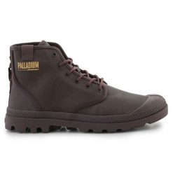 Buty Palladium Pampa Hi Coated U 74375-249-M Dark Cocoa brązowe. Brązowe buty treningowe na jesień, bez wzorów, z gumy, bez zapięcia. Za 544.84 zł.