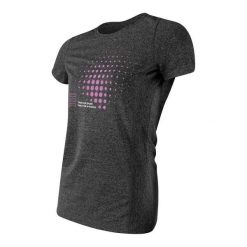 Damska koszulka techniczna z krótkim rękawem w kolorze szarym. Szare t-shirty sportowe R-EVENGE, bez wzorów, z elastanu, bez ramiączek, na fitness i siłownię. Za 114.89 zł.
