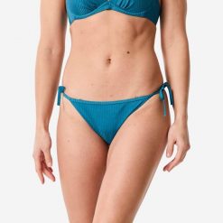 Dół kostiumu kąpielowego damski Decathlon Sandy Folk. Niebieskie bikini Decathlon, bez wzorów, z elastanu, klasyczne. Za 49.99 zł.