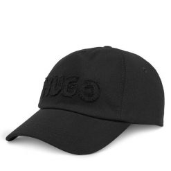 Czapka z daszkiem HUGO. Czarne czapki z daszkiem Hugo, bez wzorów. Za 129.99 zł.