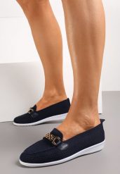 Niebieskie Półbuty z Elastyczną Cholewką i Elegancką Klamerką Naelle. Niebieskie półbuty wsuwane Born2be, bez wzorów, eleganckie, bez obcasa. Za 69.99 zł.