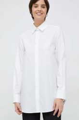 Emporio Armani koszula bawełniana damska kolor biały relaxed z kołnierzykiem klasycznym. Białe koszule Emporio Armani, bez wzorów, z bawełny, klasyczne, bez kołnierzyka, bez ramiączek. Za 1,619.90 zł.
