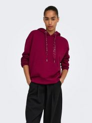 ONLY Bluza w kolorze bordowym rozmiar: M. Czerwone bluzy ONLY, m, bez wzorów, z kapturem. Za 139.95 zł.