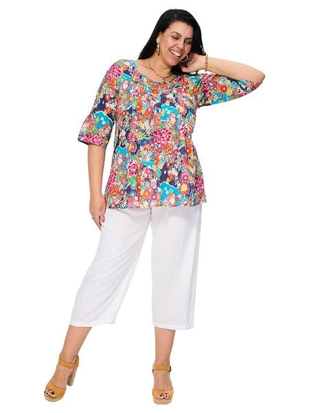 Aller Simplement Bluzka ze wzorem rozmiar: 46/48. Bluzki Aller Simplement, bez wzorów, z bawełny, klasyczne, bez kołnierzyka, bez ramiączek. Za 96.60 zł.