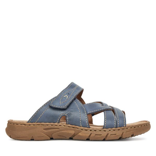 Klapki Josef Seibel. Niebieskie klapki Josef Seibel, bez wzorów, bez obcasa, bez zapięcia. Za 369.99 zł.