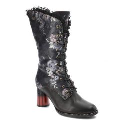 Czarne Kozaki Laura Vita Eleganckie Obuwie Damskie Premium. Czarne kozaki LAURA VITA, bez wzorów, z koronki, eleganckie, bez obcasa, na obcasie, bez zapięcia. Za 449.00 zł.