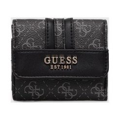 Guess portfel damski kolor czarny. Czarne portfele Guess, z aplikacjami, z materiału. Za 219.99 zł.