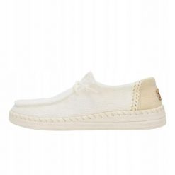 HeyDude Damskie Mokasyny Wendy Espadrille Woven. Białe mokasyny Hey dude, bez wzorów, z materiału. Za 249.00 zł.