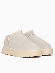 Gooce Skórzane botki zimowe "Jackie" w kolorze kremowym rozmiar: 38. Brązowe botki Gooce, bez wzorów, z wełny, bez obcasa, na platformie, bez zapięcia. Za 195.99 zł.